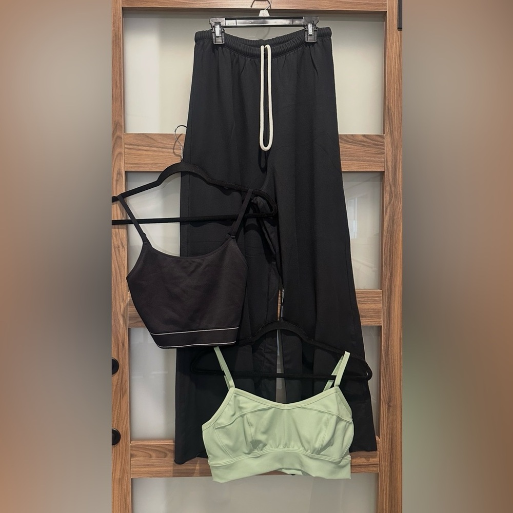 BUNDLE Offline by Aerie.. Black Active Wide-leg pants, black and Mint Bralette